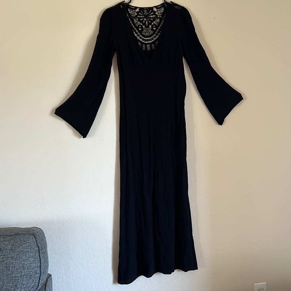 Forever 21 Black Maxi Dress with Lace Yoke